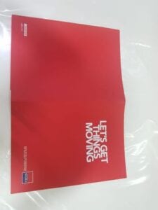 Folders printed for SGJB in Amman. Job delivered using digital printing service.