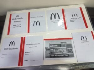Booklets printed for Mac Donalds restaurant in Amman. Day to day operations booklets.